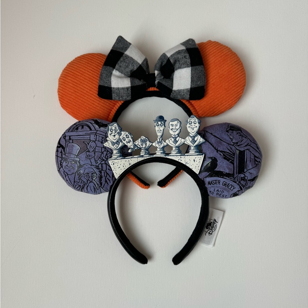 Disney Haunted Mansion Minnie Ears Headband - Orange and Black